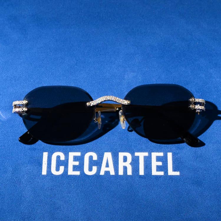 Moissanite Rimless Wayfarer Sunglasses 14K Gold、mySite、hinf8tx79