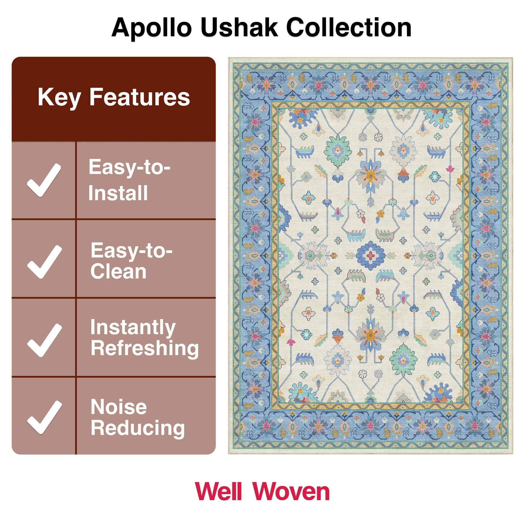 Antalya Modern Vintage Boho Rug for Living Room Bedroom Dining Room ,Easy Clean、mySite、gigharbornorthrealestate