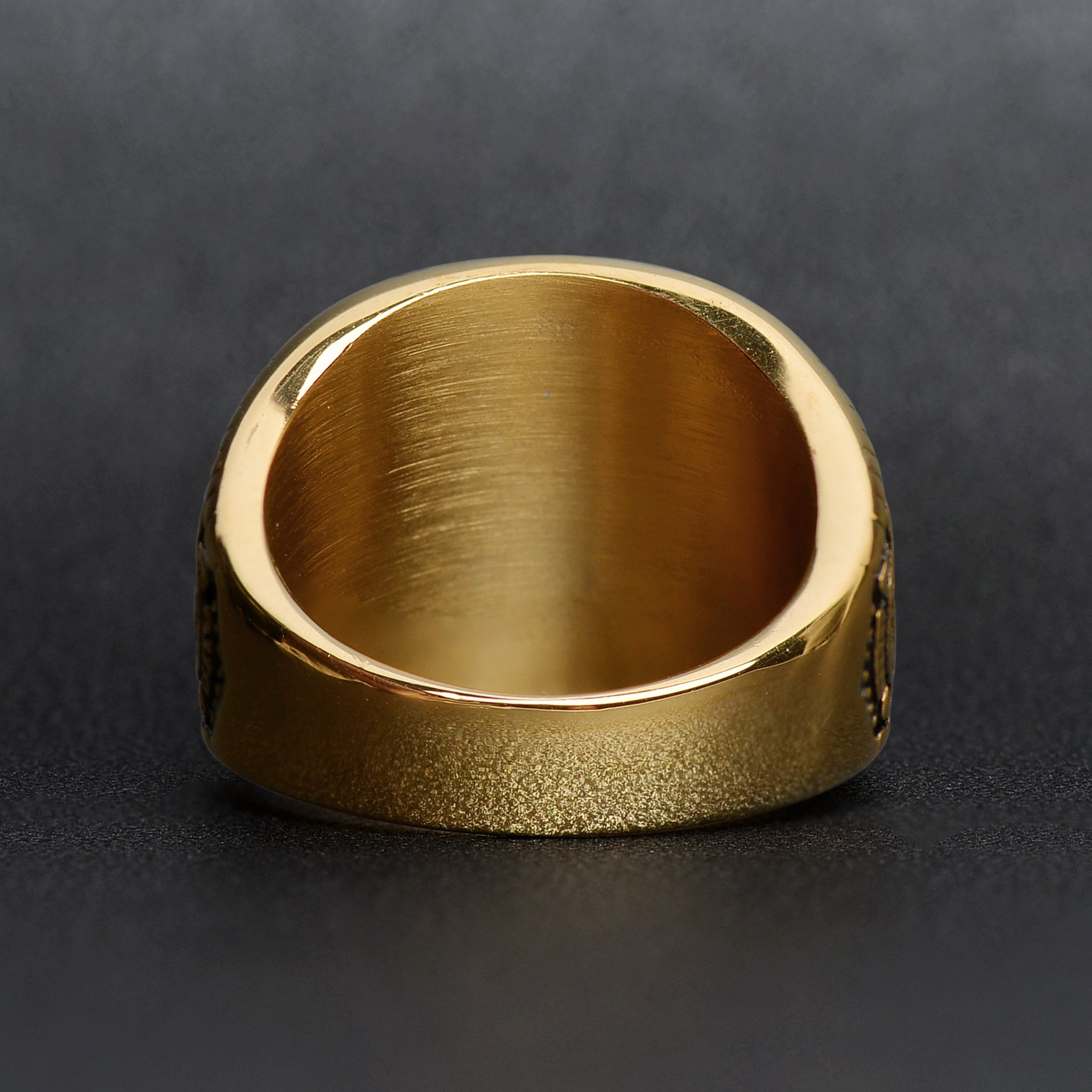 18K Gold PVD Stainless Steel United States Navy Blue Center Stone Ring / MCR6003、mySite、dreamappss