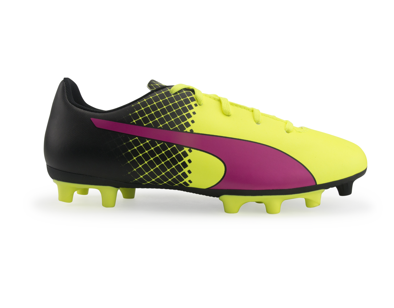 PUMA Kids evoSPEED 5.5 Tricks FG Pink Glow/Safety Yellow/Black、mySite、noshort