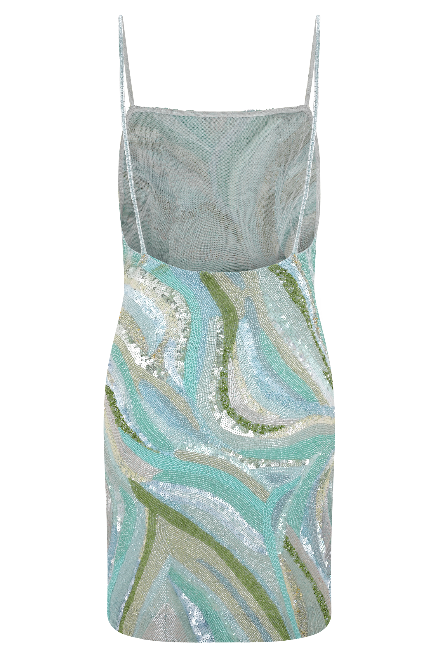 Eloise Hand Beaded Mini Dress - Blue Swirl Print、mySite、solidvoid