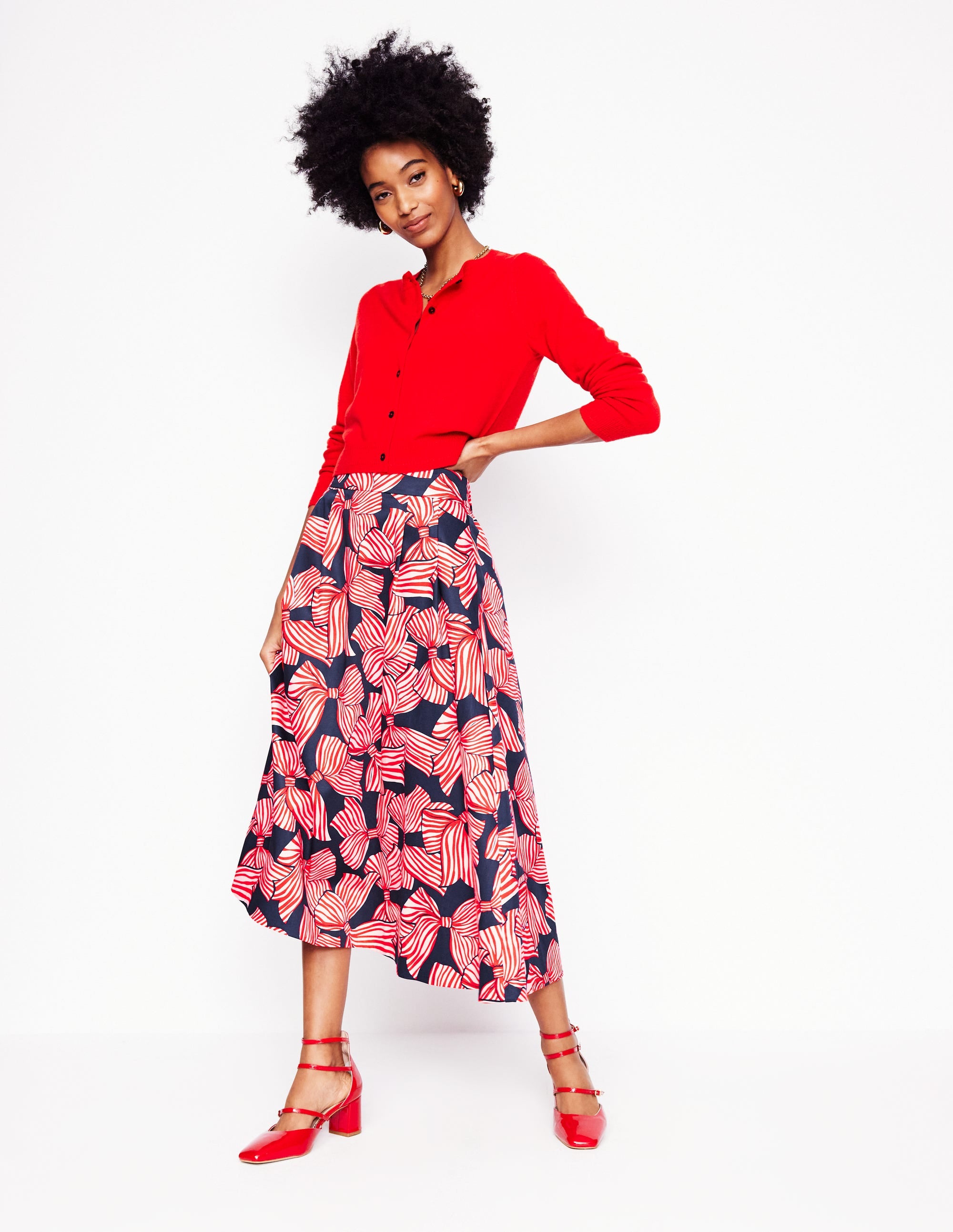  Isabella Cotton Sateen Skirt-French Navy, Bow Scatter、mySite、ashleygrahame