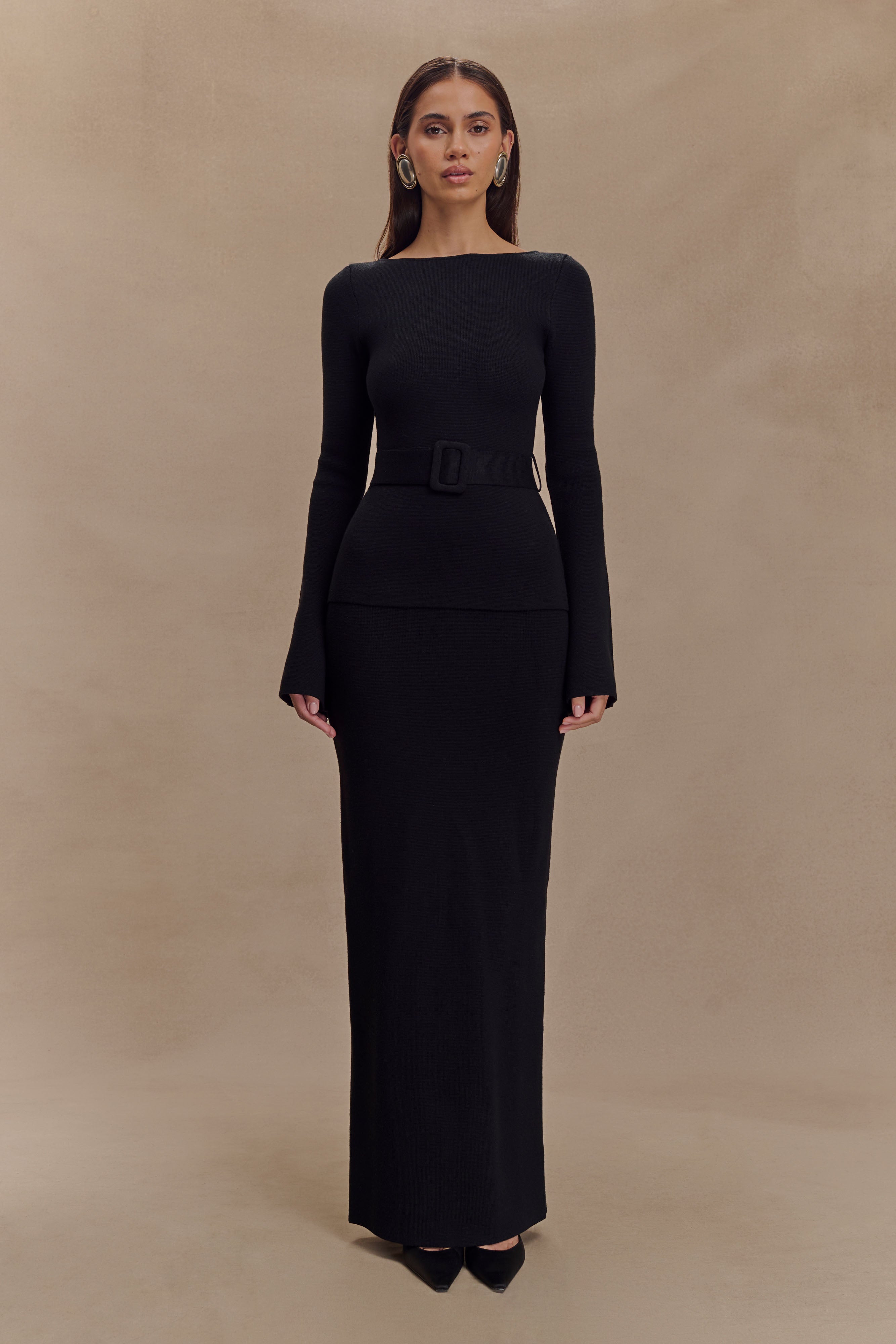 Kyle Knit Maxi Skirt - Black、mySite、solidvoid