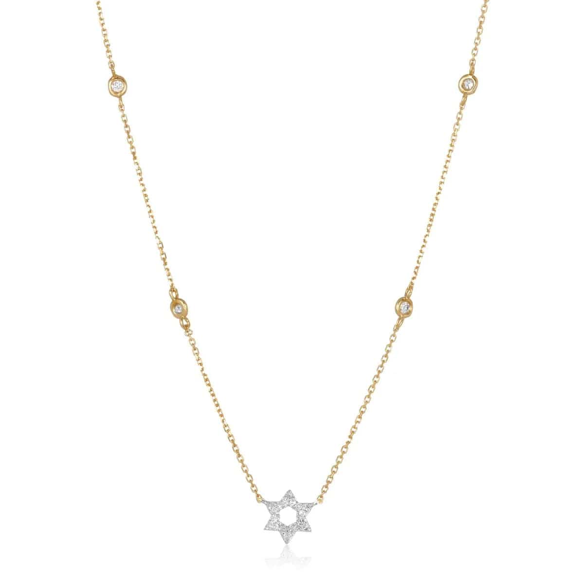 Diamond Bezel Star of David Necklace - 14k Yellow, White or Rose Gold、mySite、topwebapps