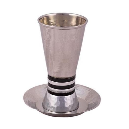 Wide Rings Kiddush Cup and Dish by Yair Emanuel - Black、mySite、topwebapps