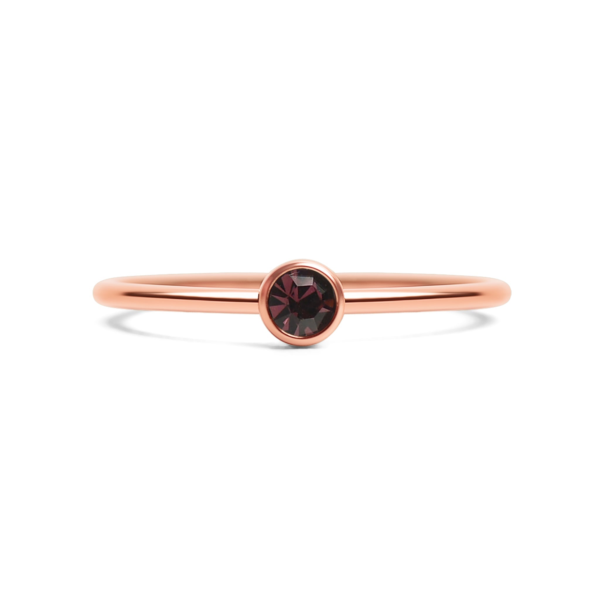 18K Rose Gold PVD Stainless Steel Birthstone Stacking Ring Size 3 / ZRJ1002、mySite、dreamappss