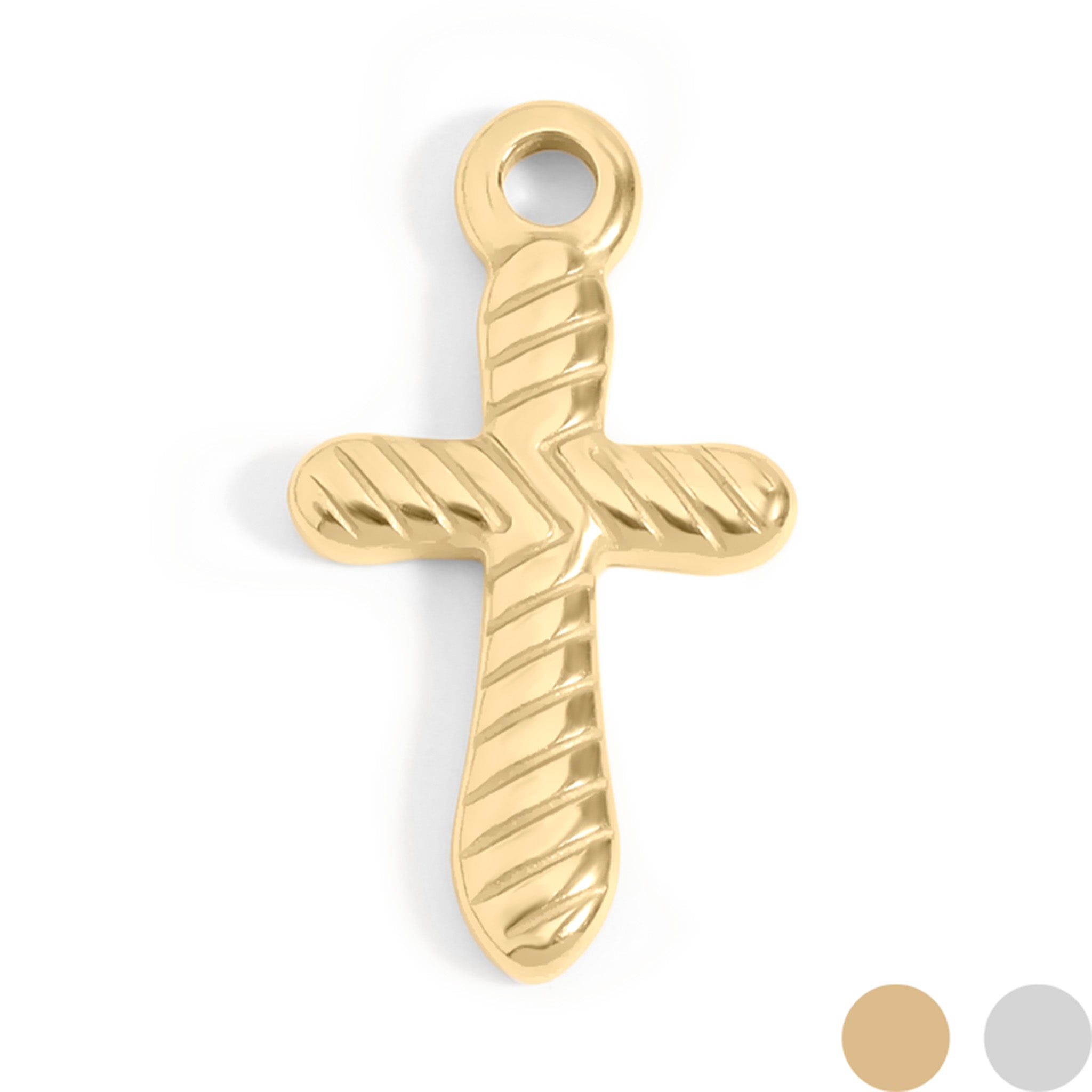 18K Gold PVD Stainless Steel Textured Cross Charm / PDL0114、mySite、dreamappss