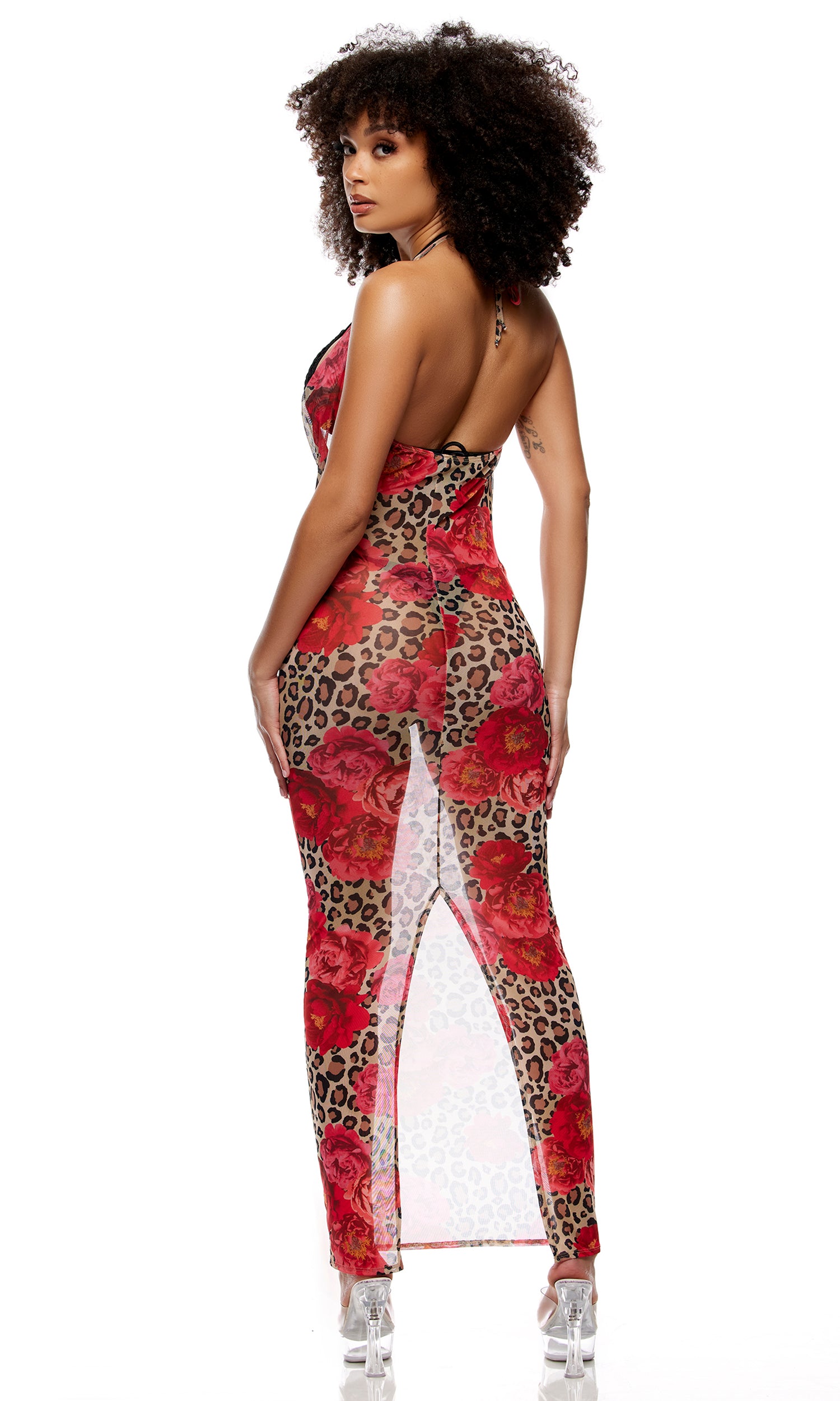 Amalfi Mesh Pool Maxi Dress - Cheetah Coral、mySite、bengalsvssteelers