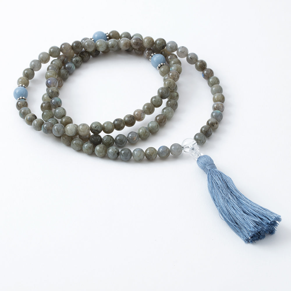 Labradorite and Angelite Mala, 108 beads、mySite、topwebapps