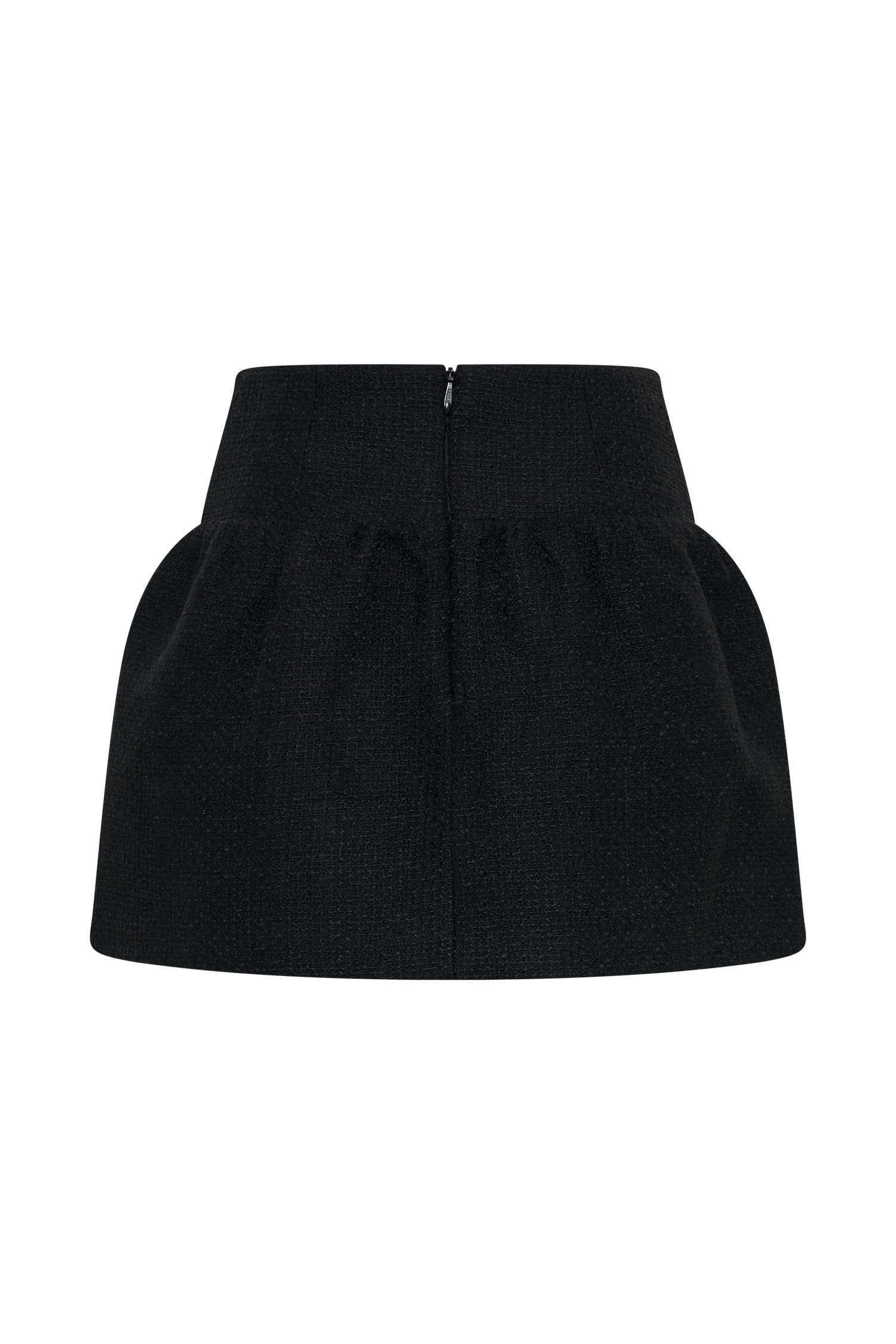 Cyrus Gathered Boucle Mini Skirt - Black、mySite、solidvoid