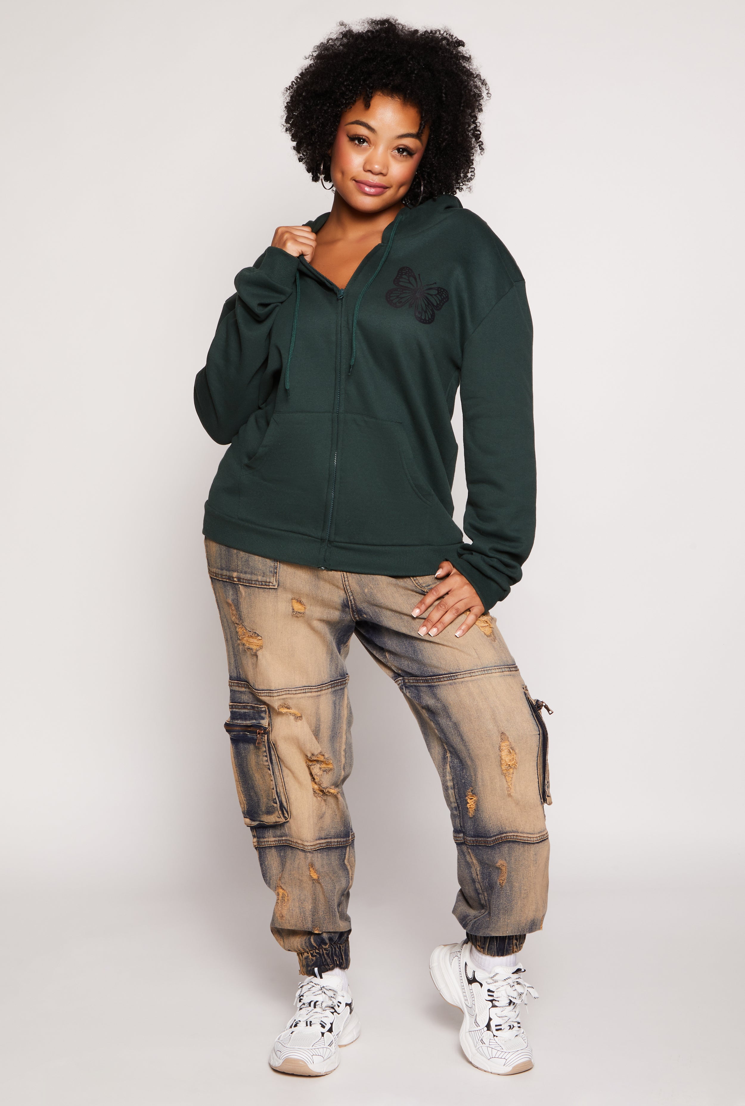 Plus Size Butterfly Kindness Graphic Hoodie、mySite、camillekostekn