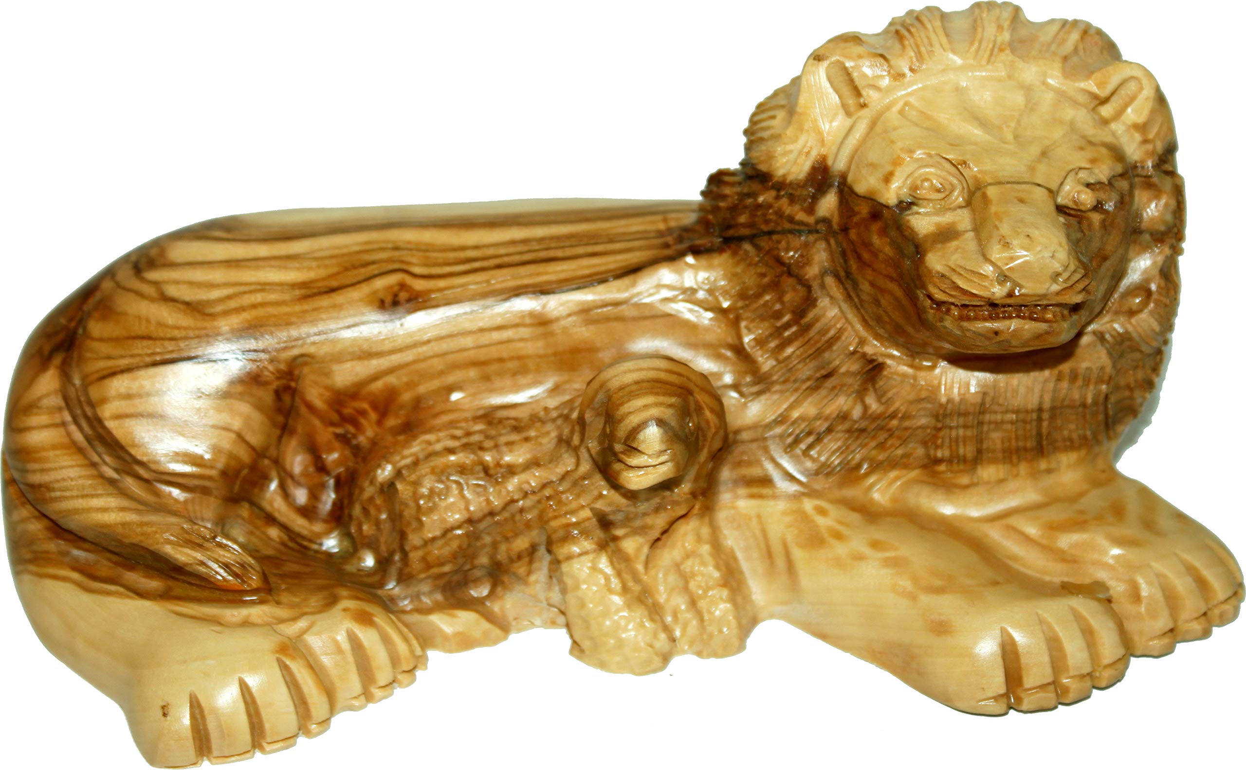  Holy Land Market Olive Wood Figure of The Lion and Lamp Resting (7 Inches Long)、mySite、elrpsem3k