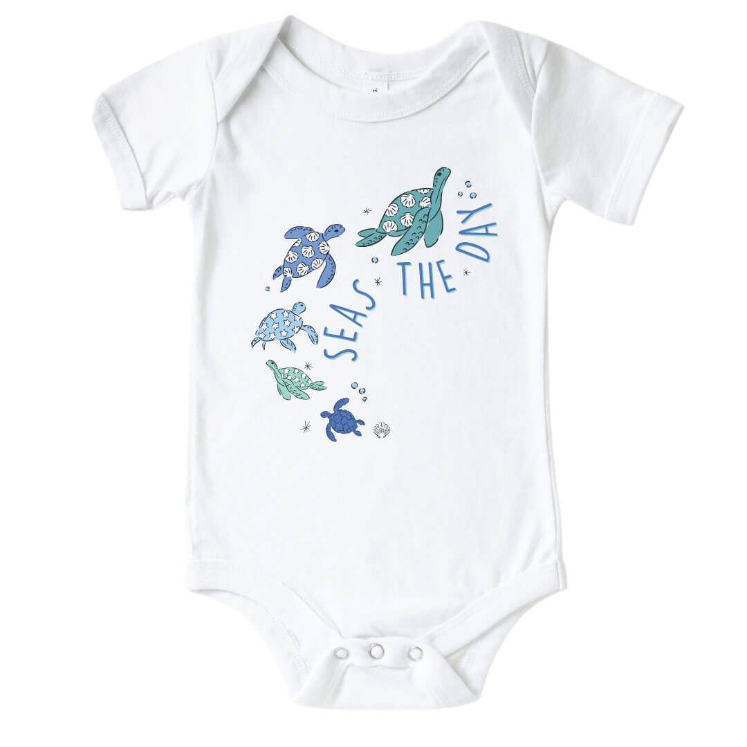  Seas The Day Turtle Graphic Bodysuit | White、mySite、layawaytickets