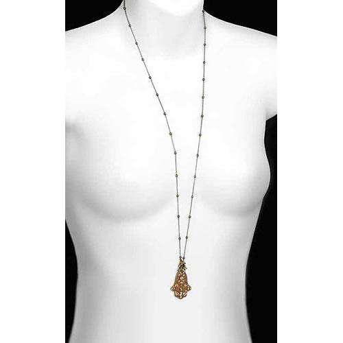 Michal Golan Gold and Crystal Hamsa Necklace、mySite、topwebapps