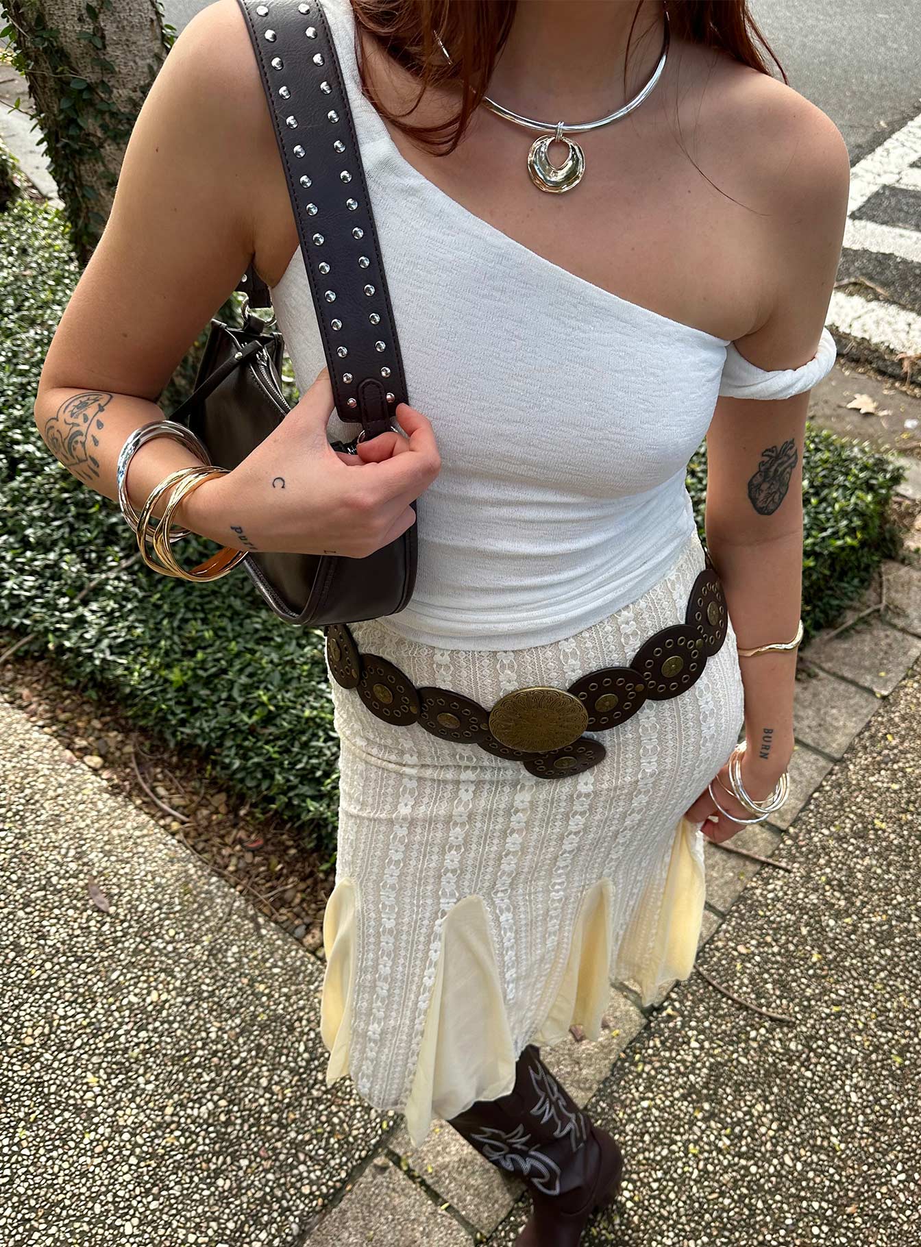 Messenger One Shoulder Top White、mySite、solidvoid