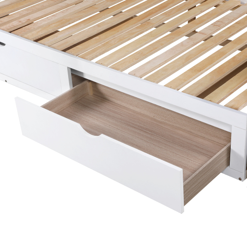 Wooden Daybed with Trundle Bed and Two Storage Drawers , Extendable Bed Daybed,Sofa Bed for Bedroom Living Room,White、、casual