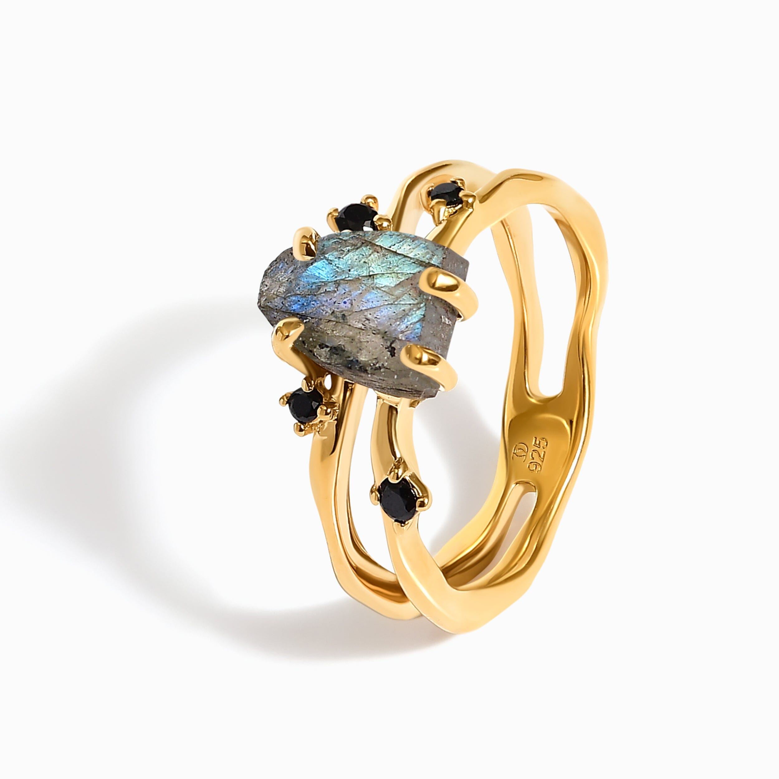 Labradorite Flow Ring & Black Onyx Stardust Band、mySite、hinf8tx79