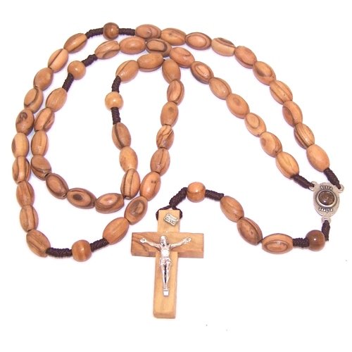  Long Threaded olive wood Rosary with 12mm oval beads and Soil Center - Velvet...、mySite、elrpsem3k