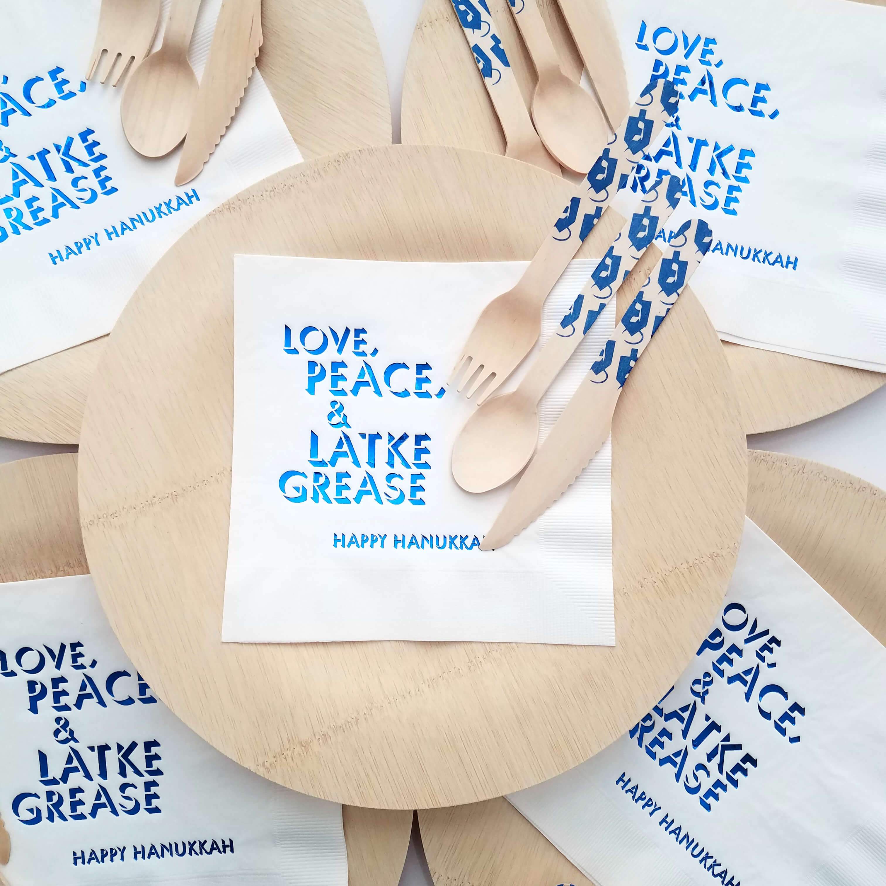 Hanukkah Dinner Set: Peace, Love and Latke Grease、mySite、topwebapps