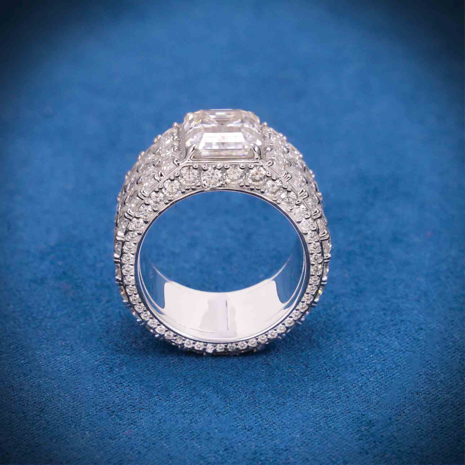 Moissanite 3-Row Emerald Cut Band Ring 14K Gold、mySite、hinf8tx79