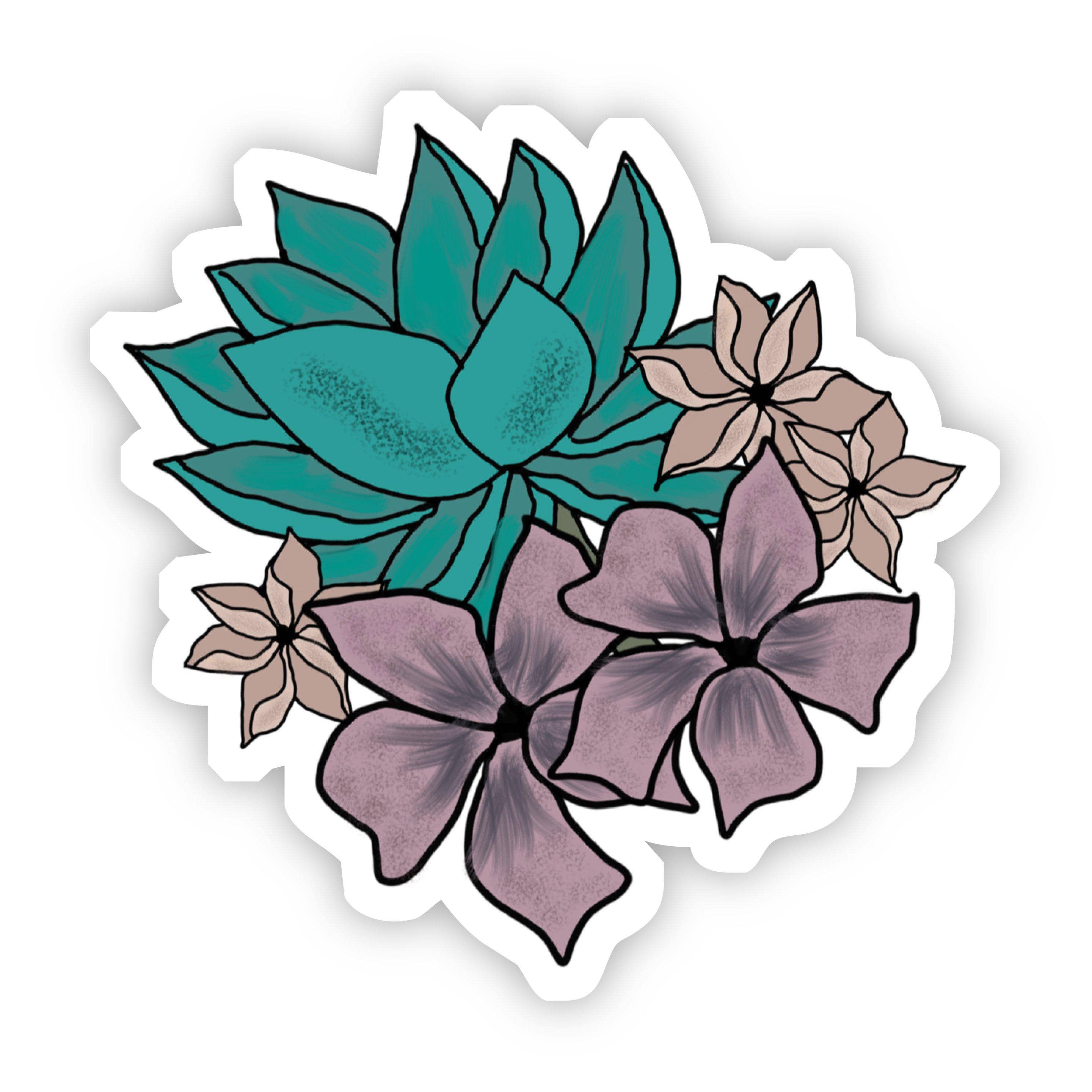  Teal Multicolor Floral Sticker、mySite、elrpsem3k