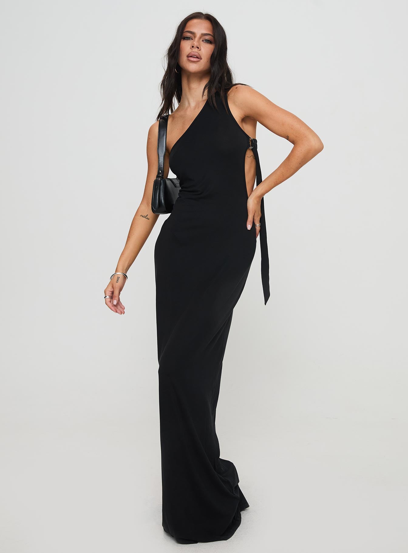 Trail Blazer Asymmetrical Maxi Dress Black、mySite、solidvoid