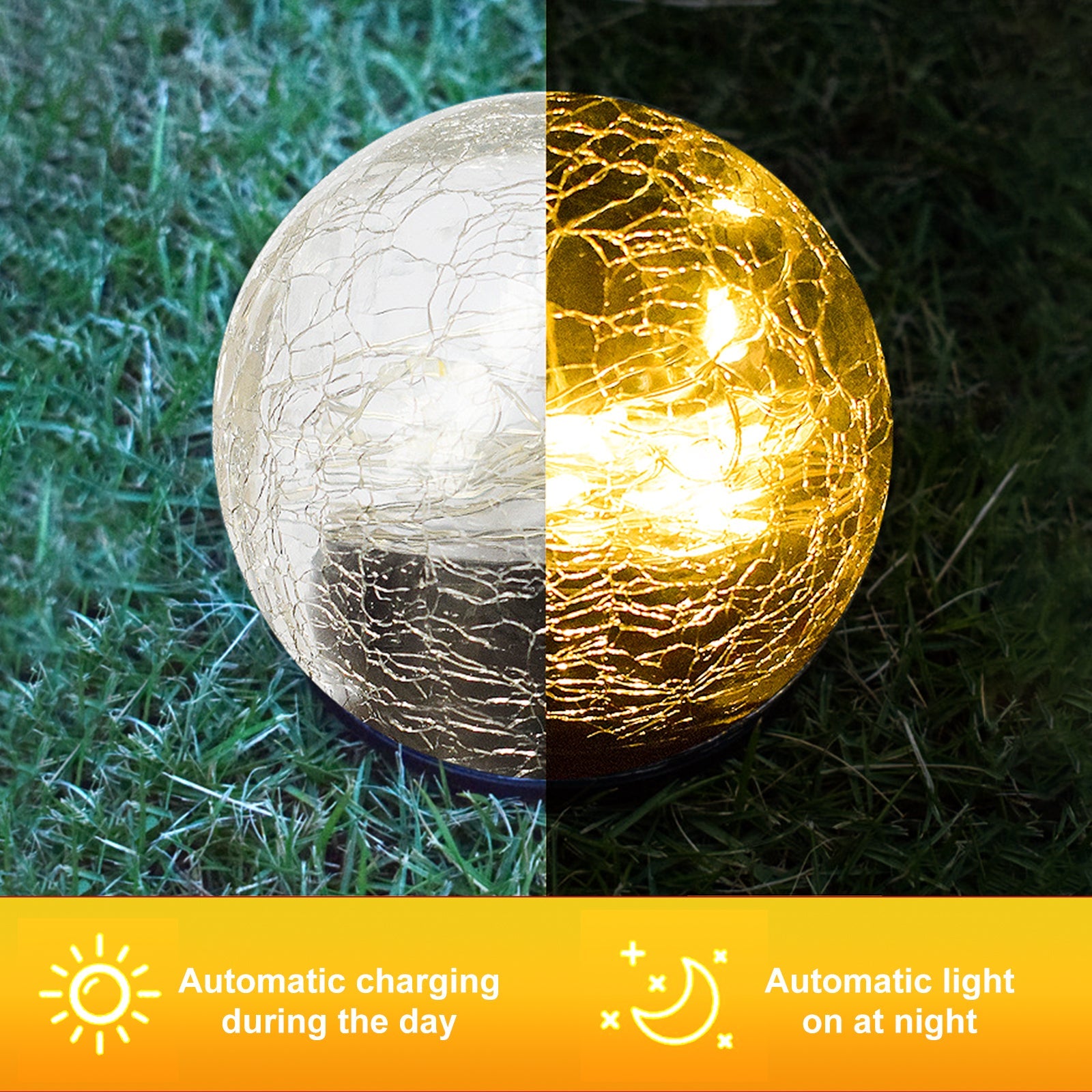 Cracked Glass Ball Outdoor Solar Light - Set of 2、mySite、camillekostekn
