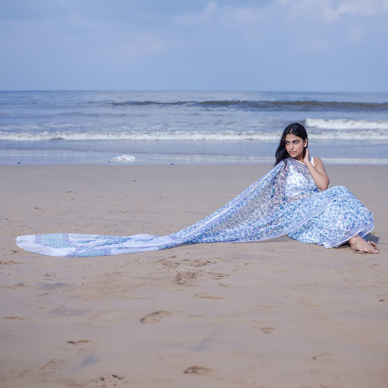 Kota Handblock Printed Saree | Blue、mySite、camillekostekn