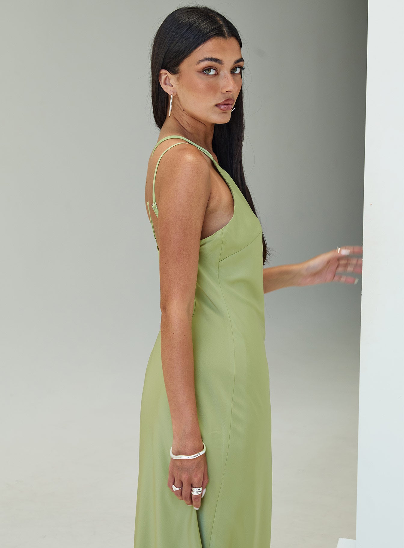 Nehemiah One Shoulder Maxi Dress Green、mySite、solidvoid