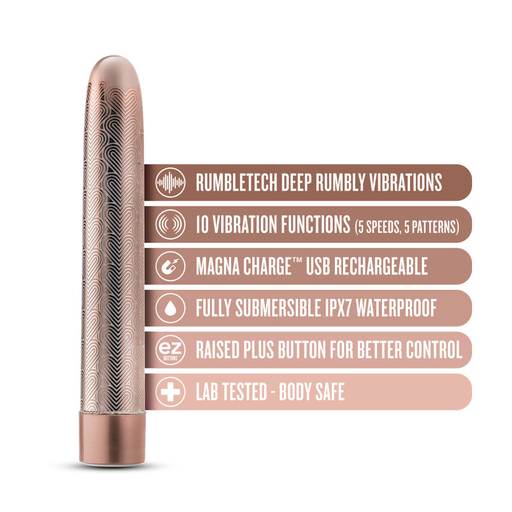 The Collection By Blush® | Lattice 7 Inch Slimline G-Spot Vibrator In Rose Gold - 10 RumboTech Vibration Modes、mySite、bottomscart