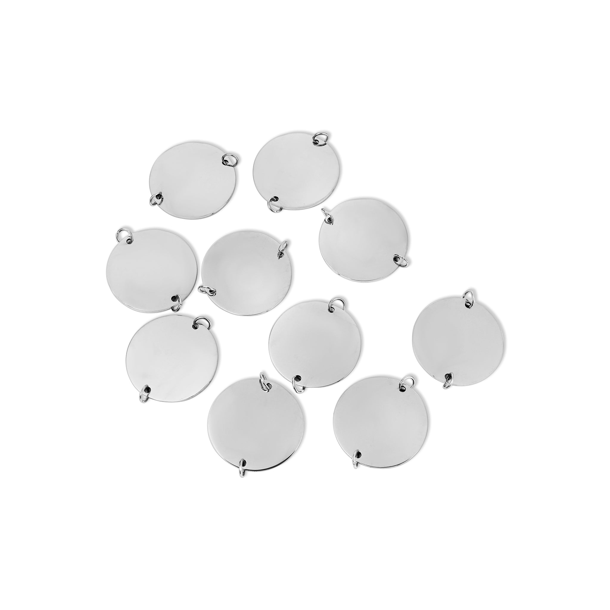 10 Pack - Polished Blank Stainless Steel Round Pendant / SBB0023、mySite、dreamappss