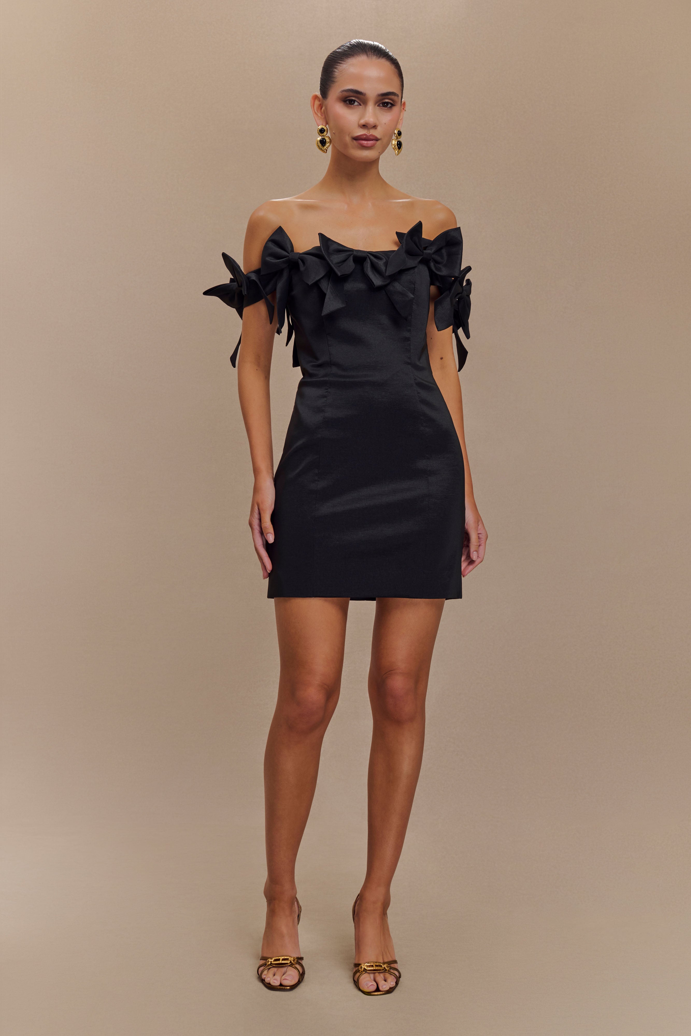 Rose Strapless Bow Mini Dress - Black、mySite、solidvoid
