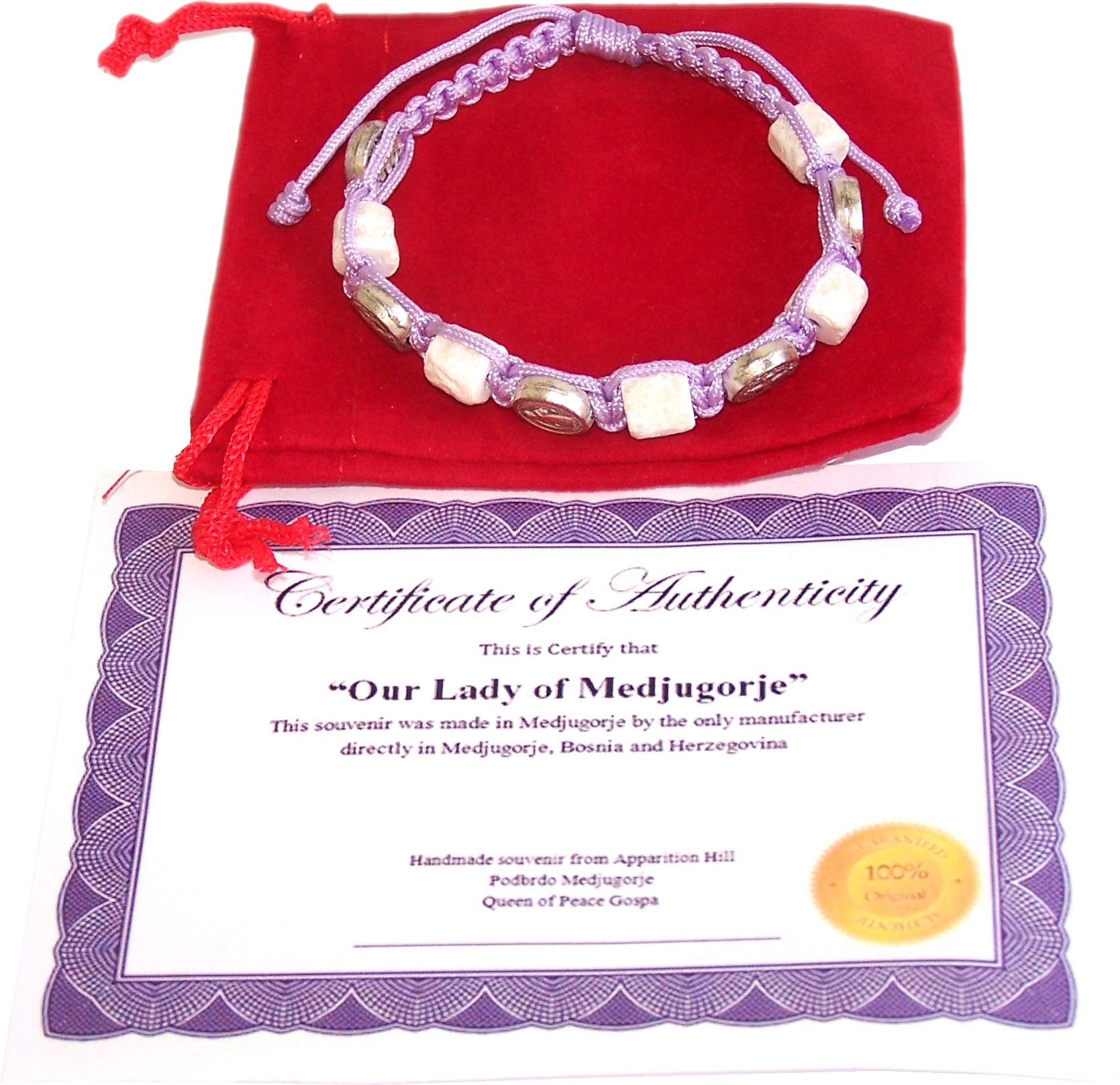 MEDJUGORJE - Chaplet - Bracelet from Apparation hill stones - Purple Thread、mySite、topwebapps