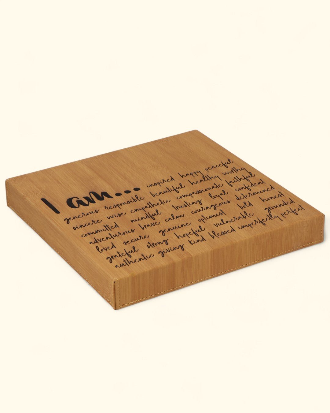 “I Am” Daily Affirmation Wall Art – Bamboo Print Inspirational Leatherette Hanging、mySite、topwebapps