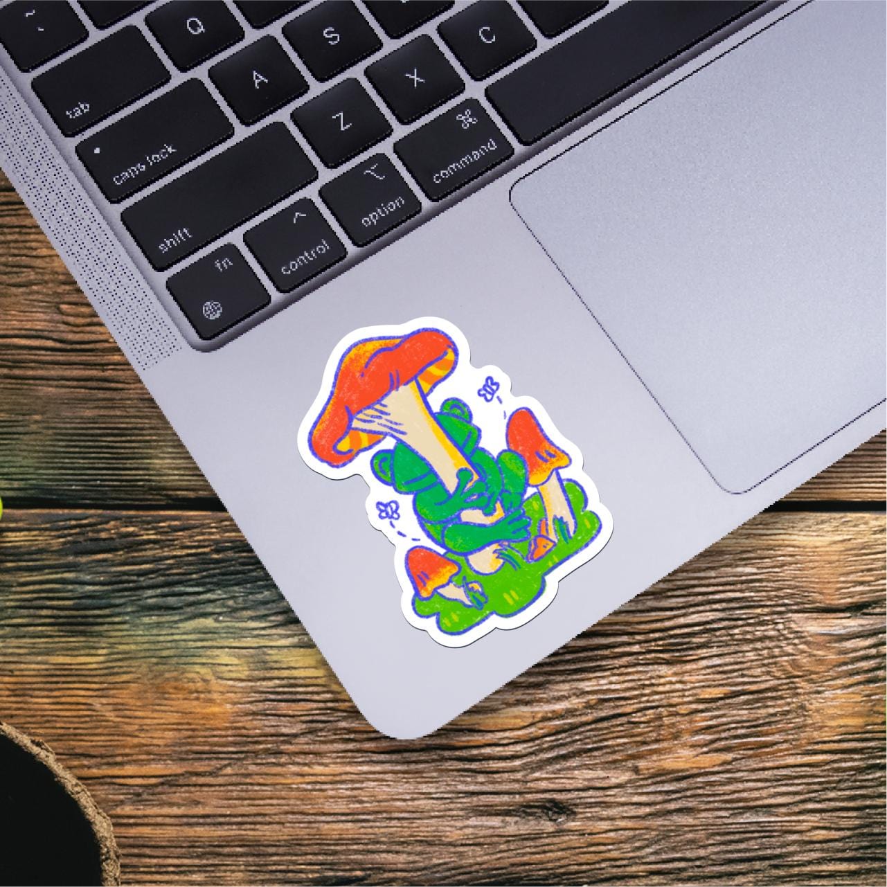  Frog Hugging Mushroom Sticker、mySite、ghnorth