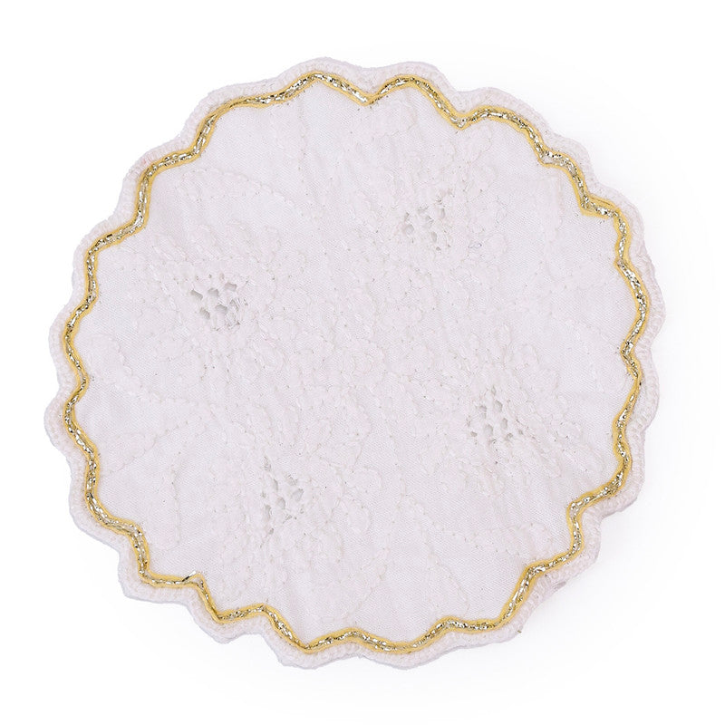 Cotton Coasters Set | White & Gold | Set of 4、mySite、camillekostekn