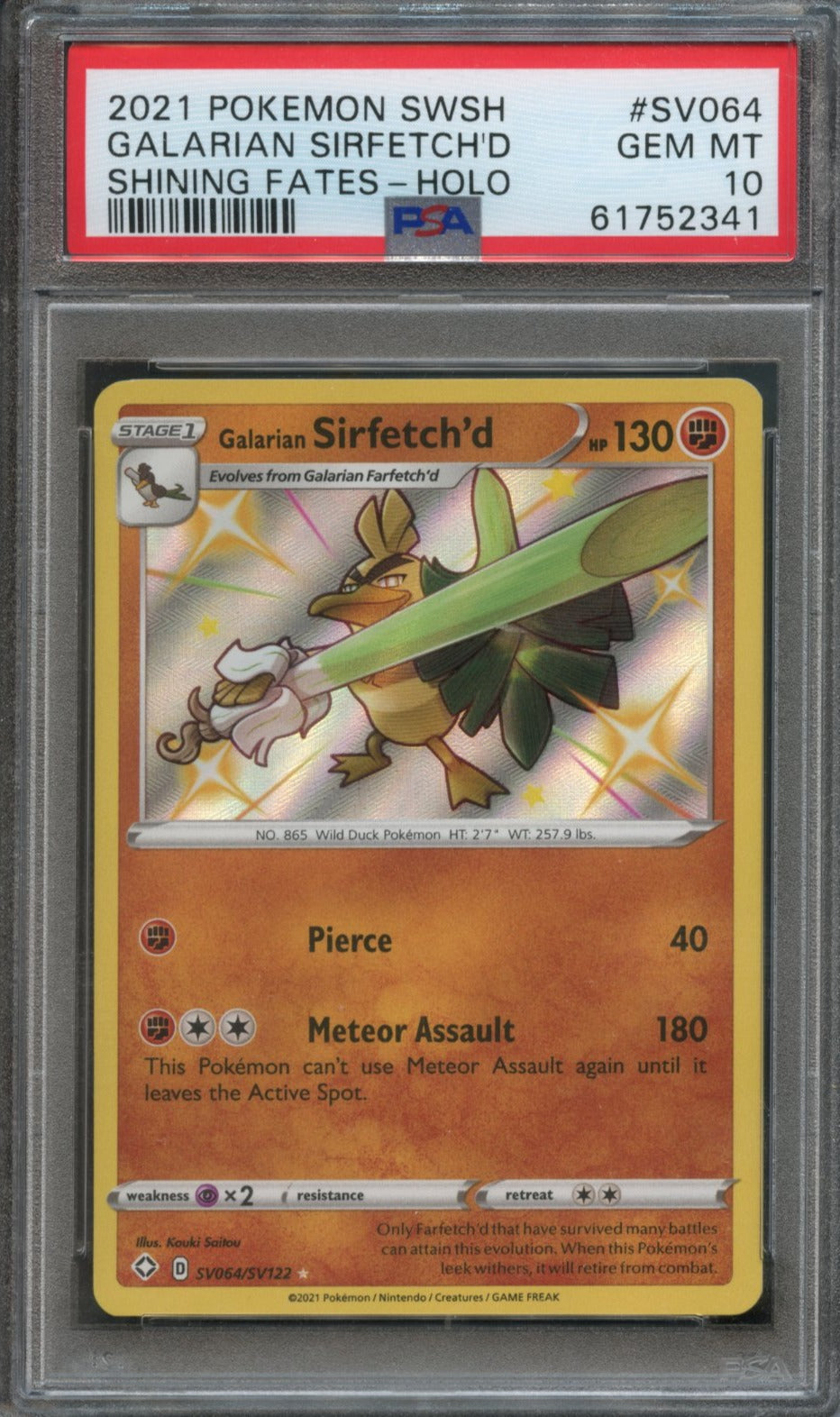 Galarian Sirfetch'd #SV064 PSA 10 Shining Fates、mySite、waistdrama