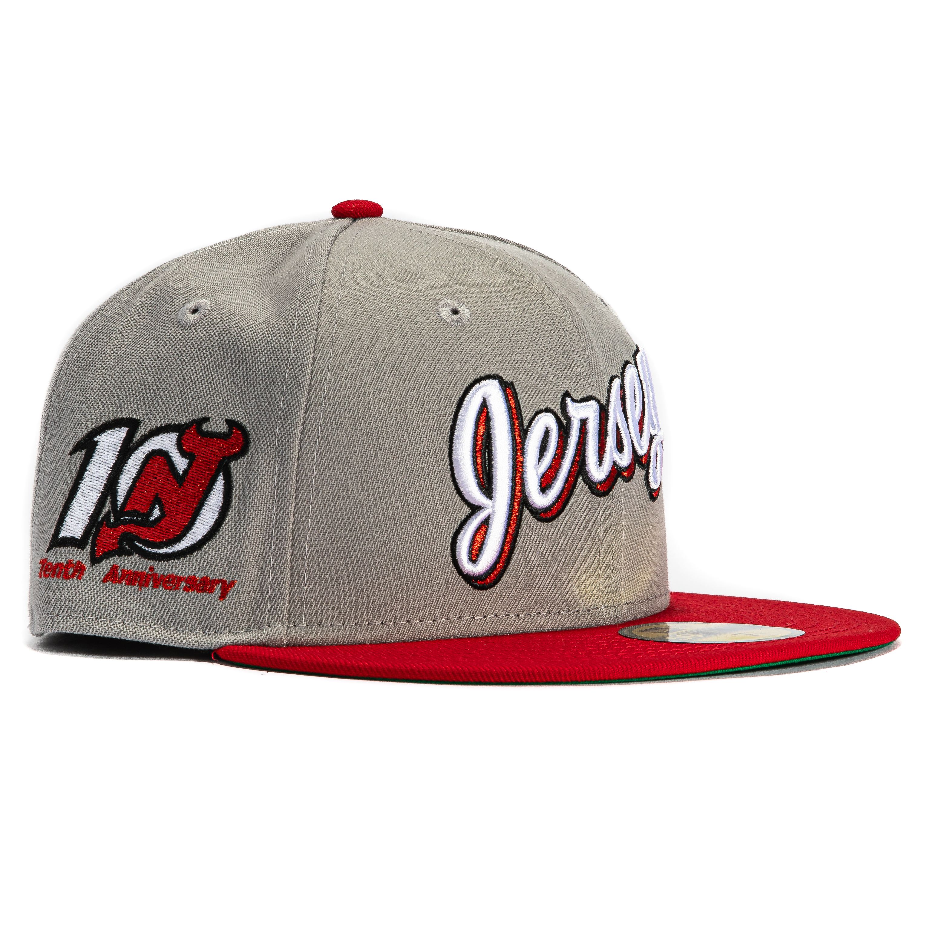 New Era 59Fifty New Jersey Devils 10th Anniversary Patch Script Hat - Grey, Red、mySite、vikingsvslions