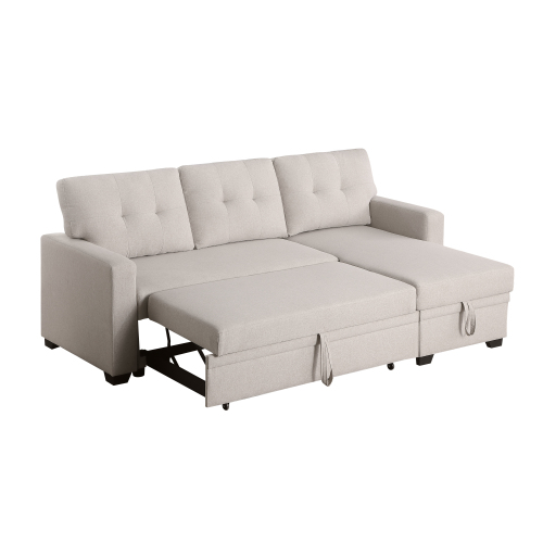 Upholstered Pull out Sectional Sofa with Chaise、、casual