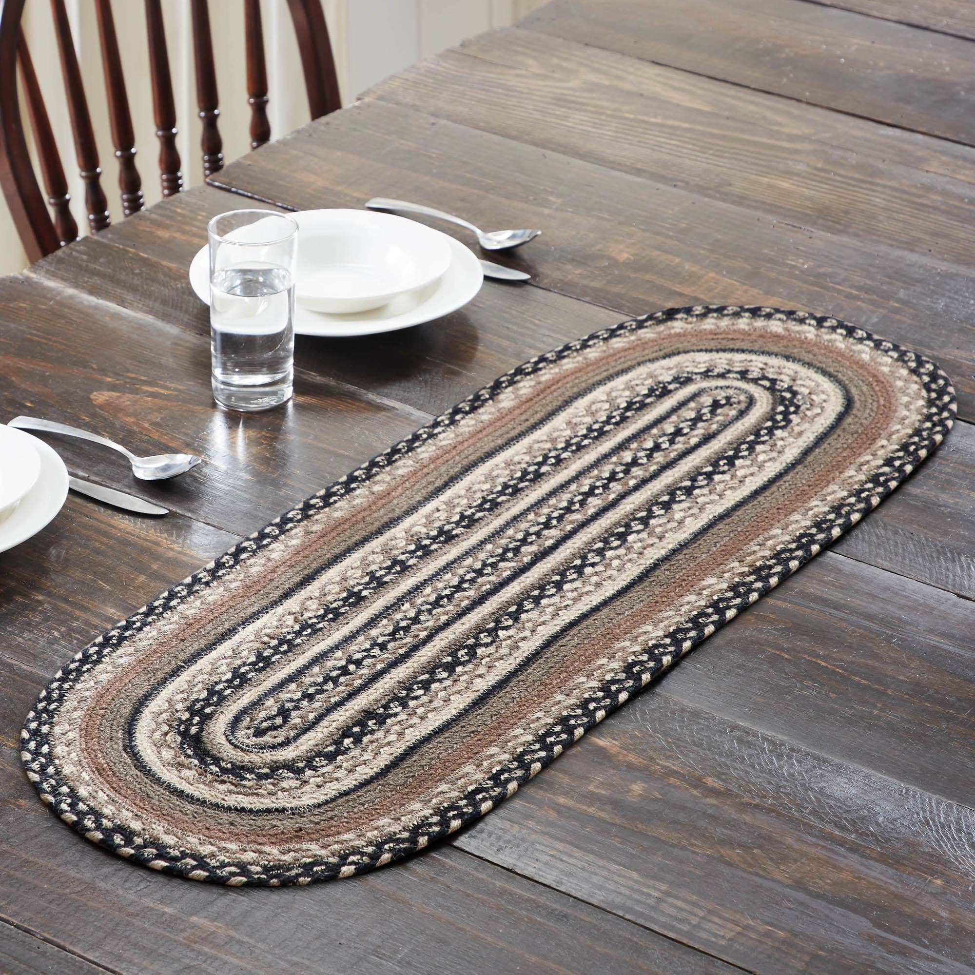VHC Brands - Sawyer Mill Charcoal Creme Jute Oval Runner 13x36、mySite、g9winljtr