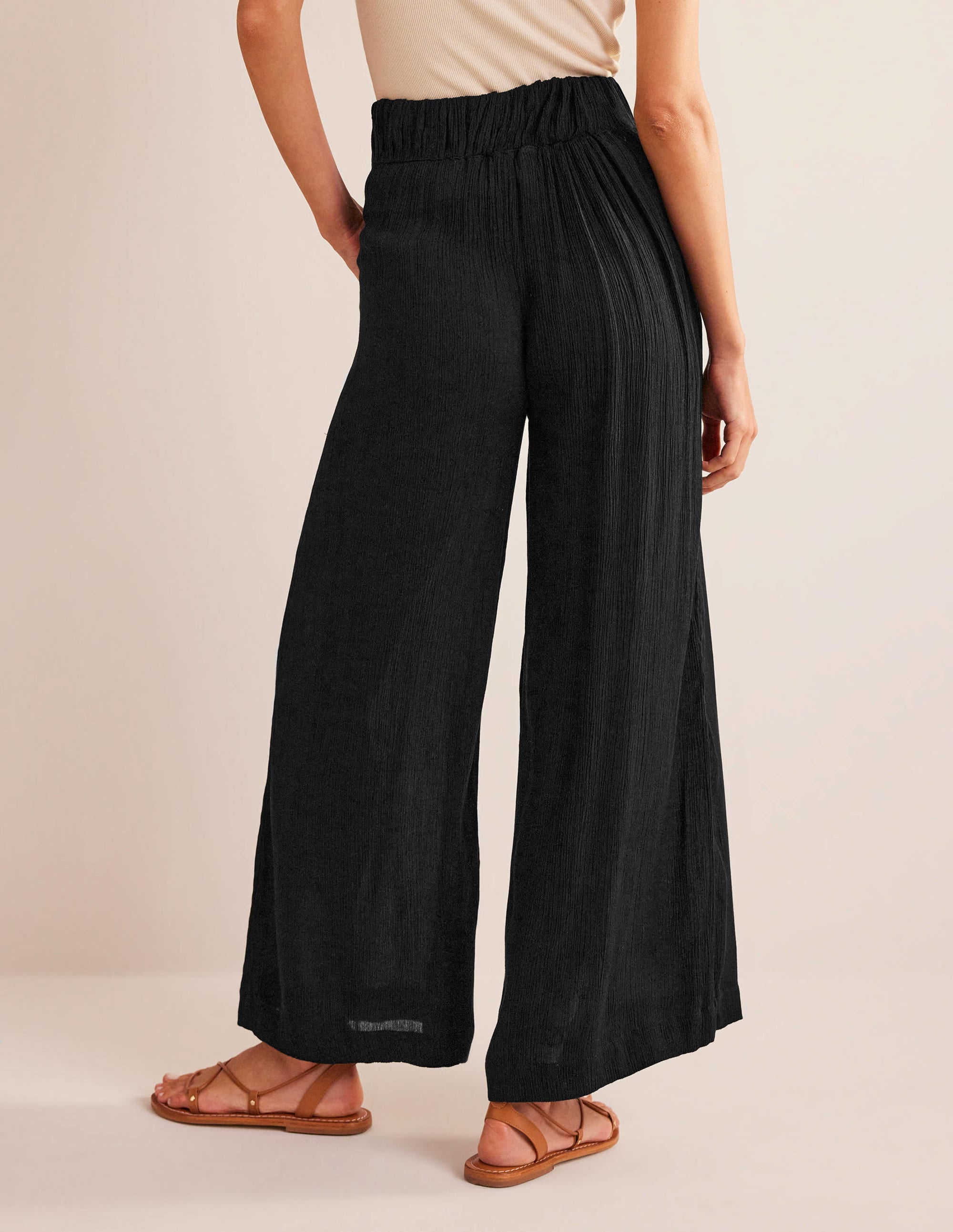  Crinkle Wide Leg Trousers-Black、mySite、ashleygrahame