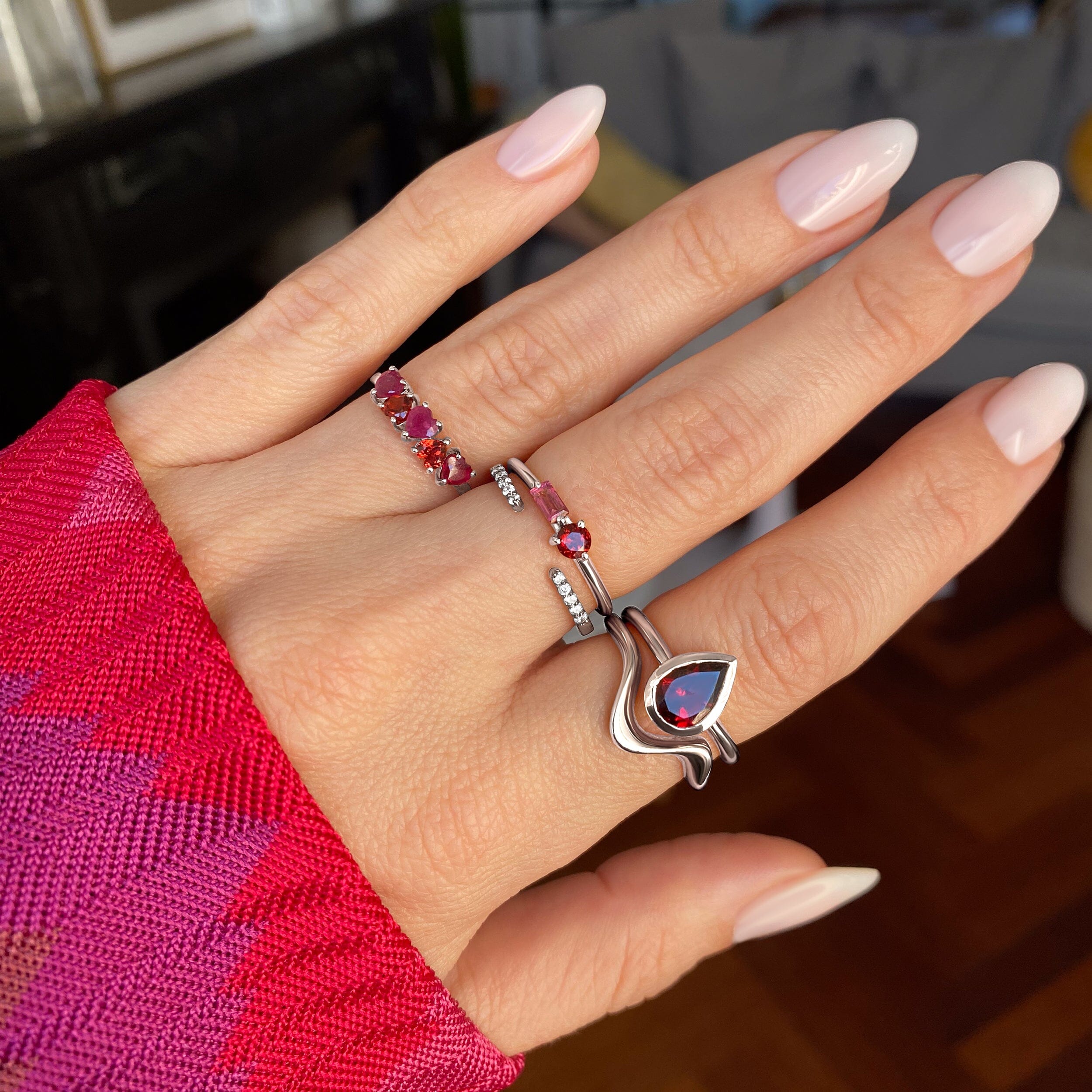 Garnet & Pink Topaz Dainty Ring - Haze、mySite、hinf8tx79
