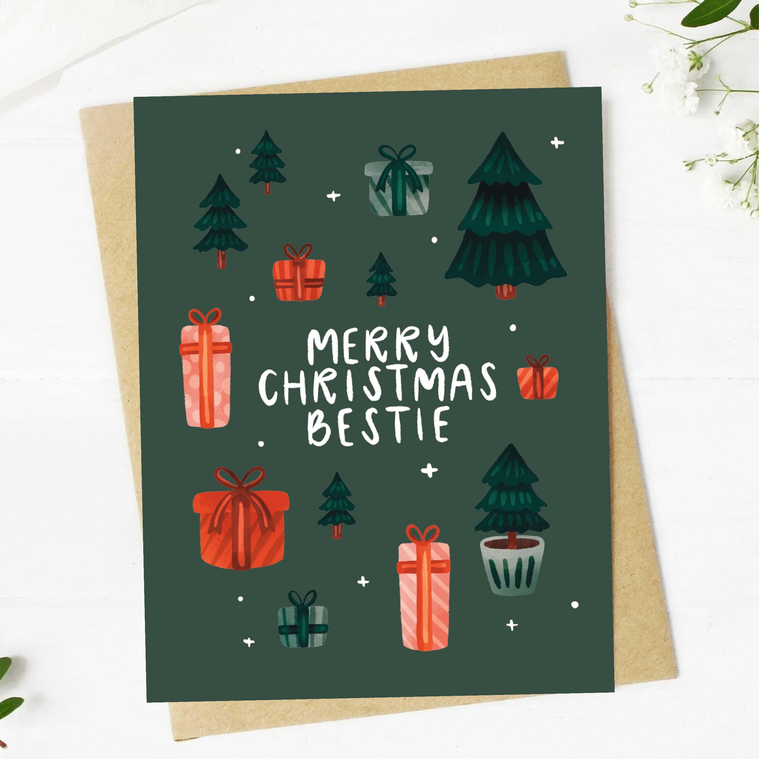  Merry Christmas Bestie Cute Christmas Card、mySite、elrpsem3k