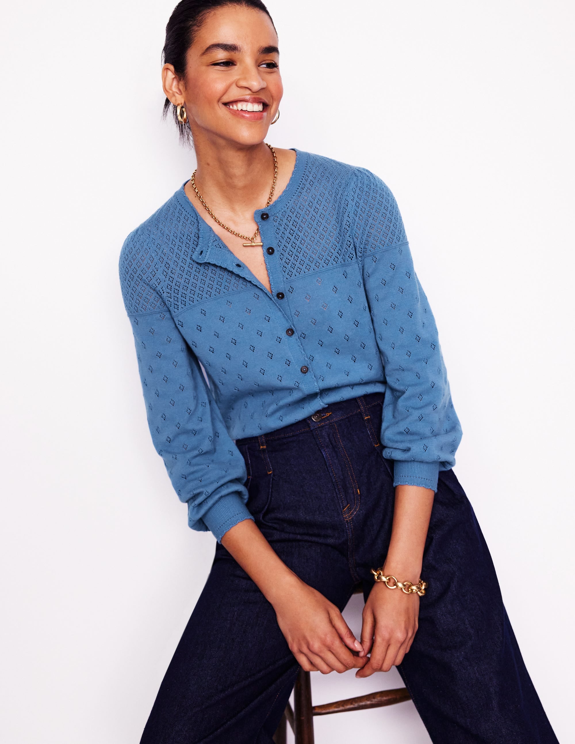  Rosalie Pointelle Cardigan-Blue River Blue、mySite、ashleygrahame