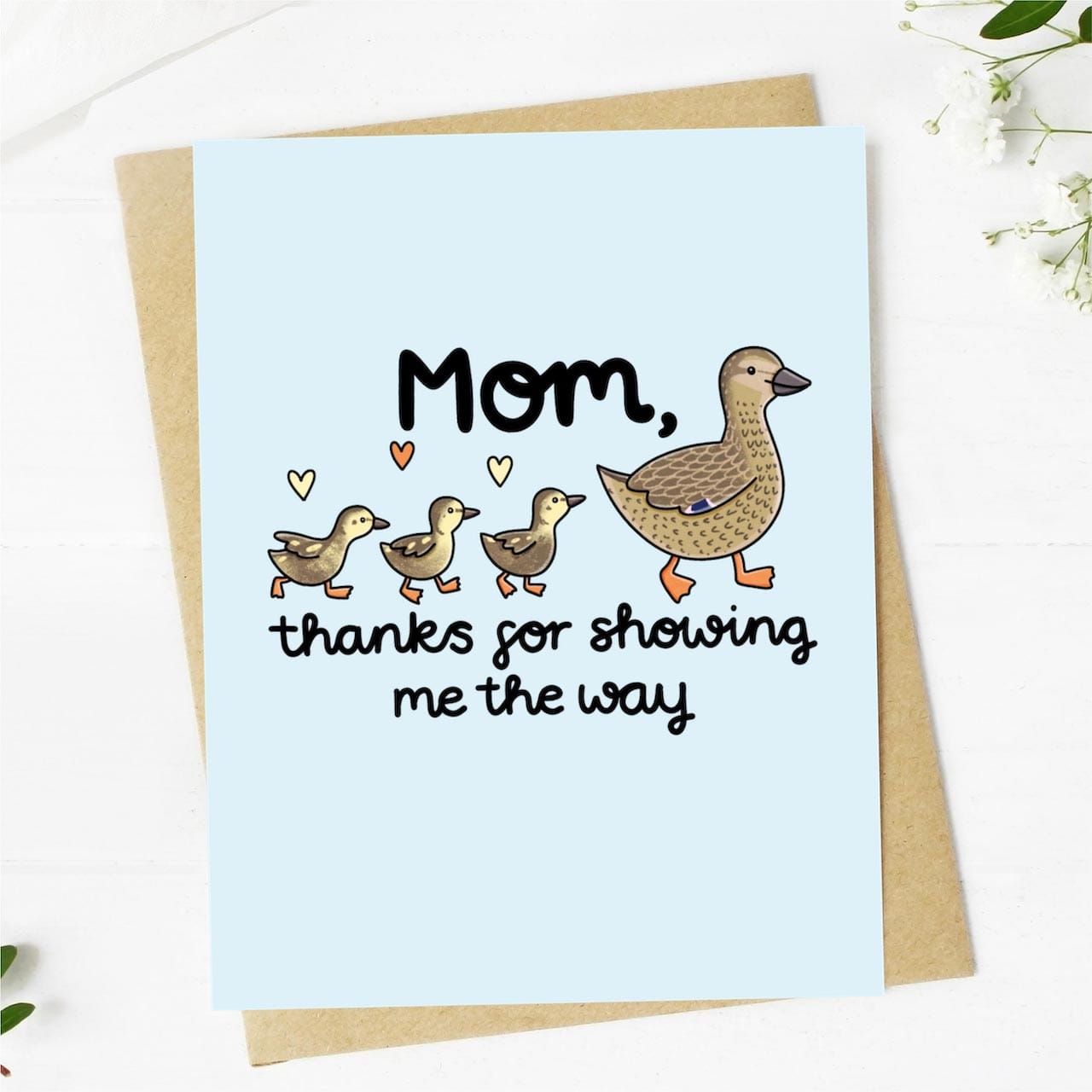  Mother Duck and Ducklings Mother's Day Card (light blue)、mySite、elrpsem3k