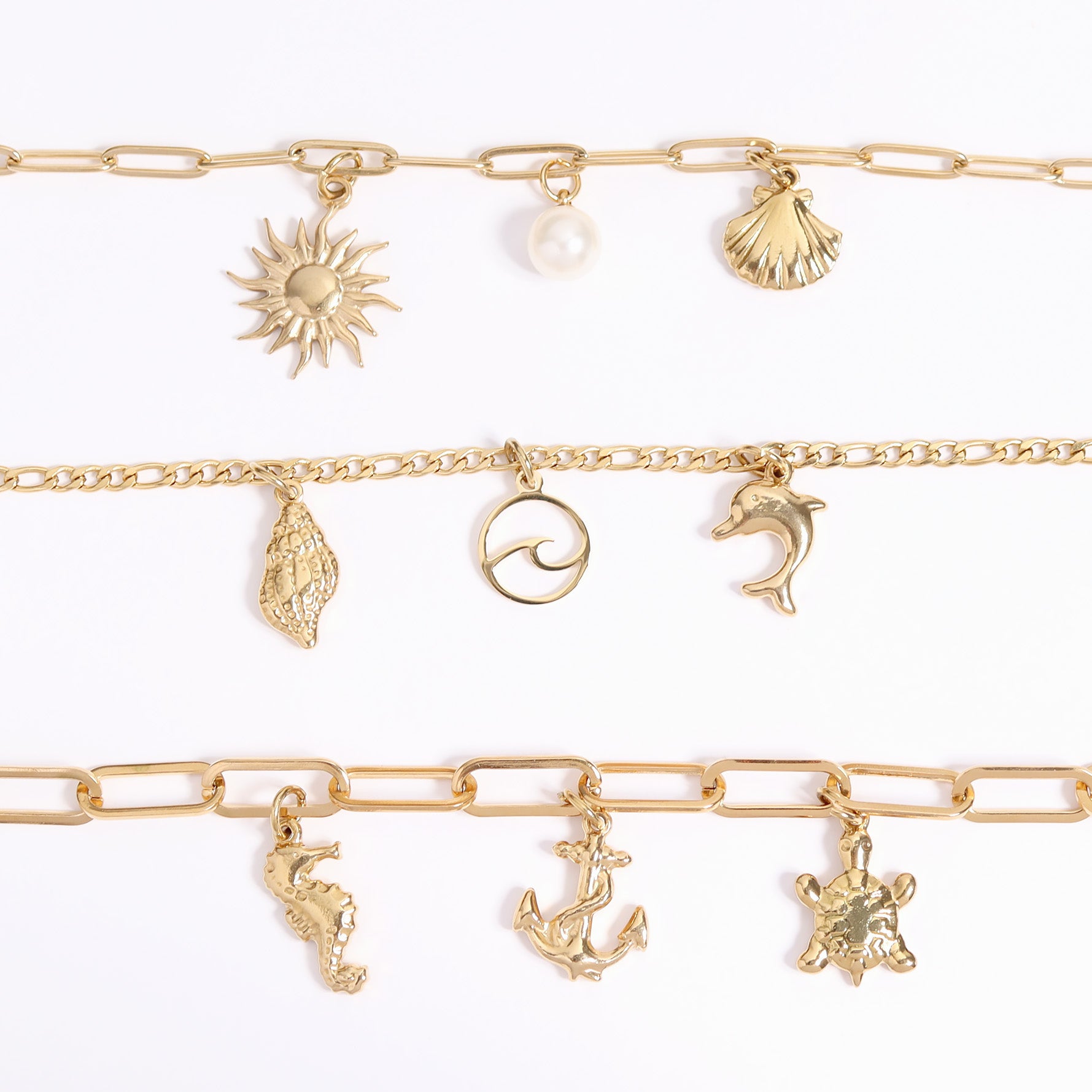 18K Gold PVD Stainless Steel Wave Charm / PDJ5043、mySite、dreamappss