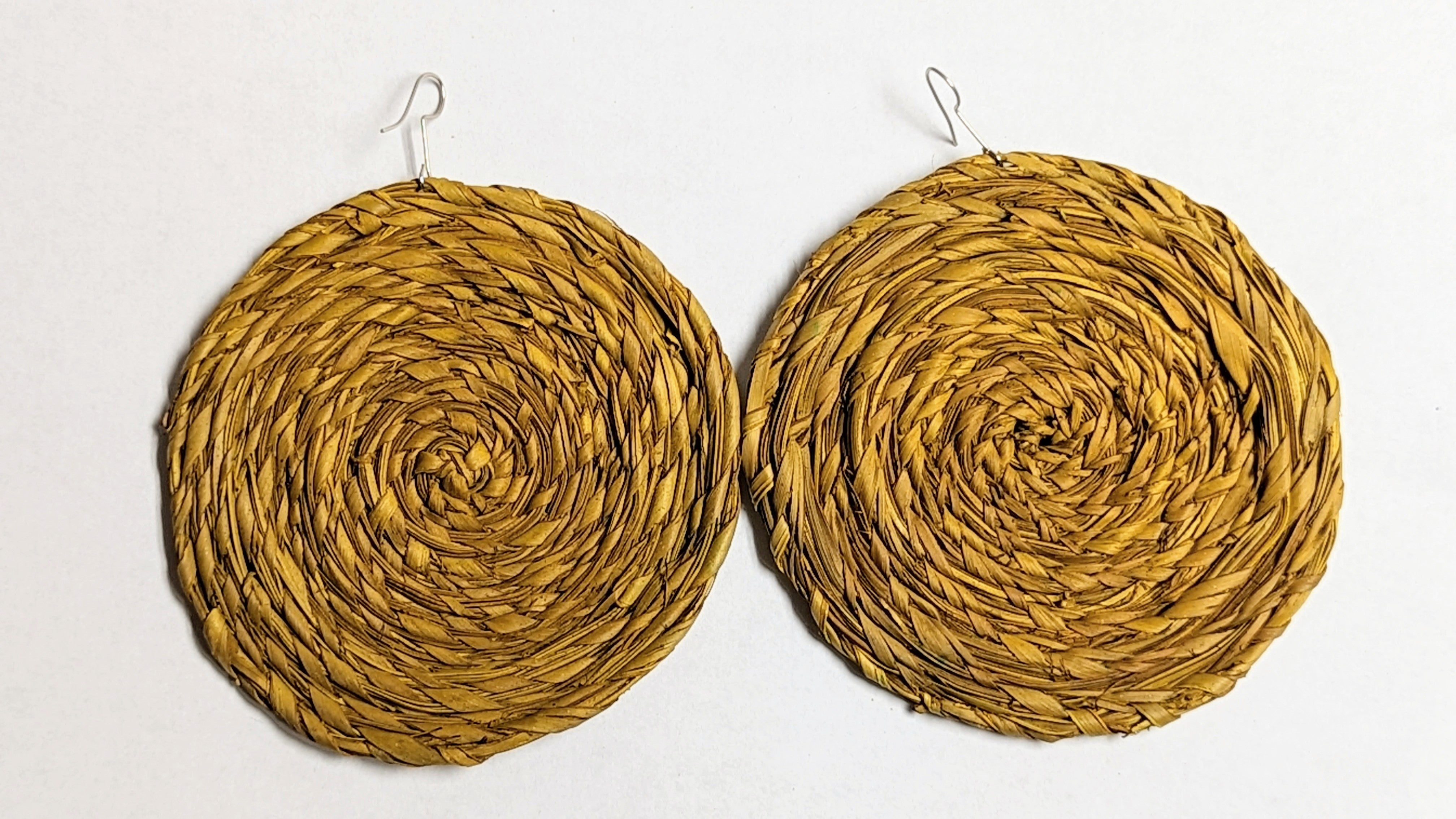 Anani Gold African Raffia Palm hook Earrings-DPJGRPE1、mySite、solidvoid