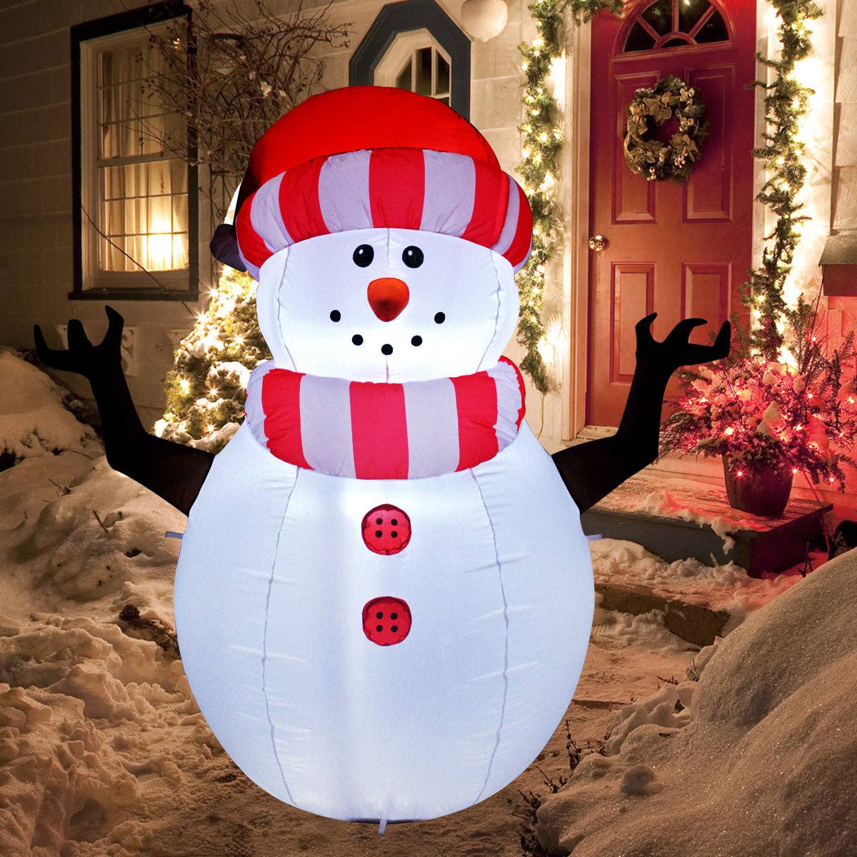 Inflatable Snowman LED Outdoor Decorations with LED Lights、mySite、g9winljtr