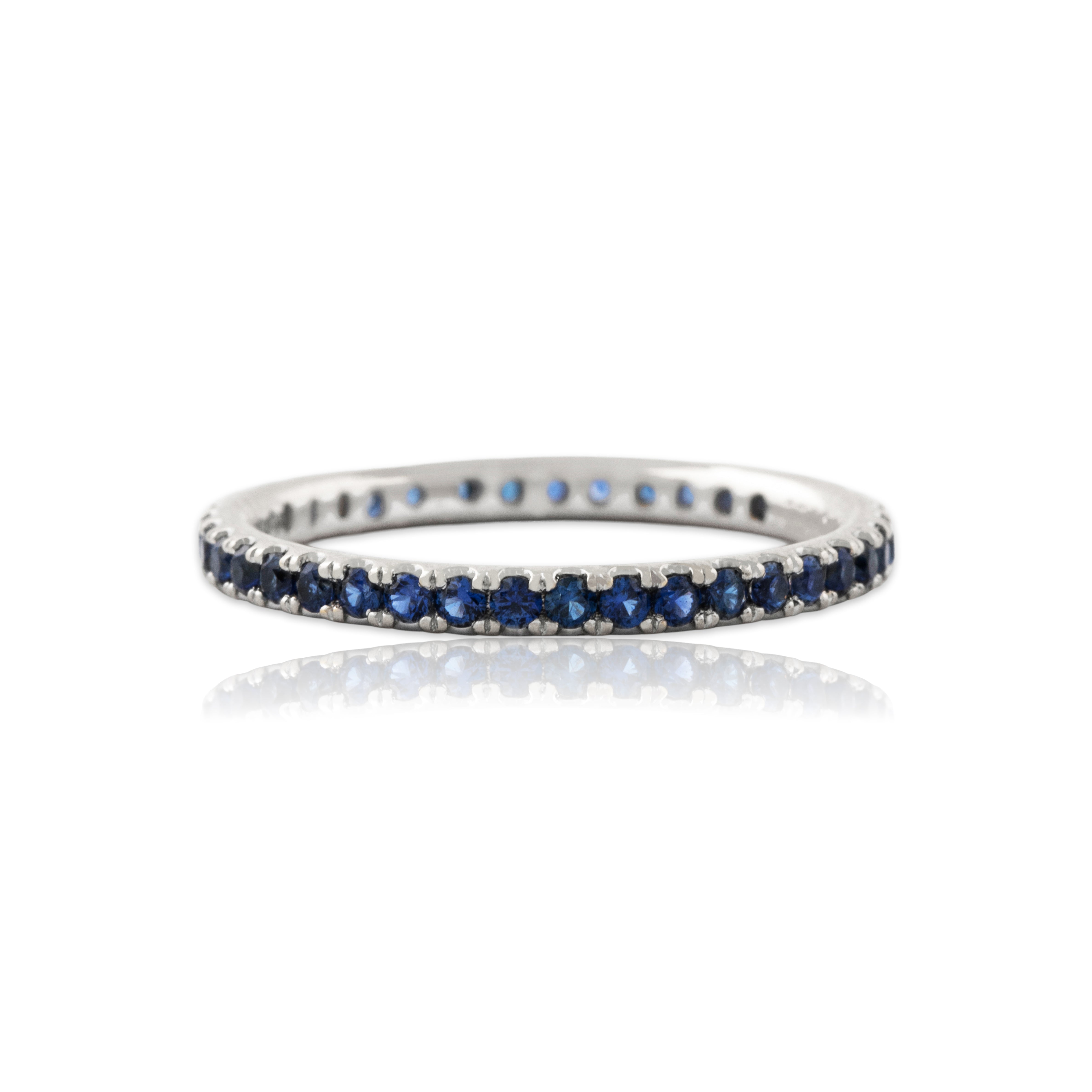 Vintage 18k White Gold Blue Sapphire Eternity Band Ring 6.00、mySite、hinf8tx79