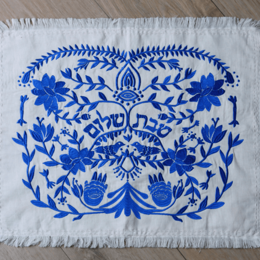 Handmade Linen Challah Cover - Blue、mySite、topwebapps